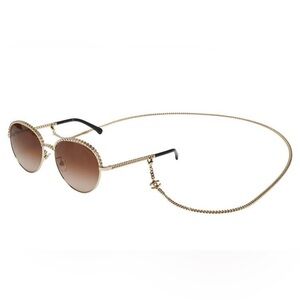 Chanel Chain Pantos Sunglasses 4242 Gold Brown Removable Chain with CC charm